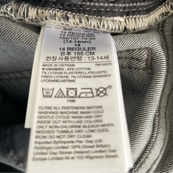 Gap Denim Boy Garçon Charcoal Wash Size 14 NWT Jeans - Picture 6 of 7